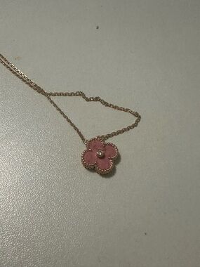 Delicate Pink Flower Pendant Necklace - Women's Jewelry